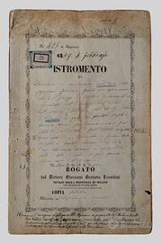 STORICO DOCUMENTO ISTROMENTO 1859