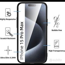 Cover iPhone 15 Pro Max (6,7") + 2 vetri