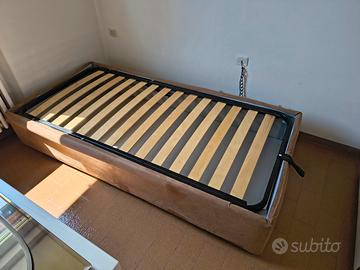 Letto singolo con doghe e contenitore 