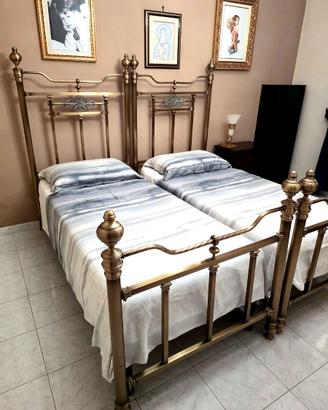 Letti singoli in ottone e argento stile classico