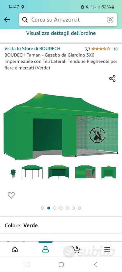 Taman Tenda / Gazebo Per Giardino 3X6 Impermeabile Tendone Pieghevole Per  Fiere E Mercati Con Teli Laterali