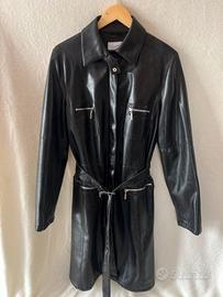 Trench nero in polivinile stile vintage Y2K - L