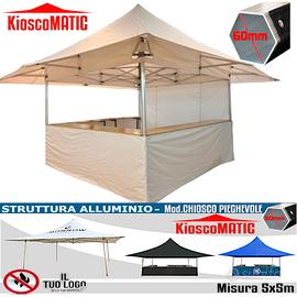 Chiosco gazebo pieghevole 5x5m certificato eventi