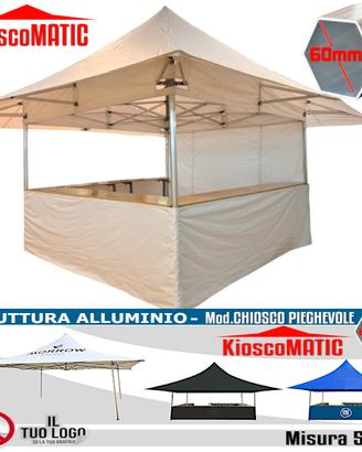 Chiosco gazebo pieghevole 5x5m certificato eventi