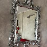 Cornice specchio foglia argento