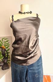 op in seta Schumacher  grigio tortora taglia XS