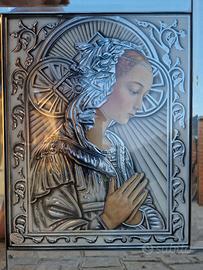 Quadro Maternità Argento 925 Sacra Famiglia 55x45