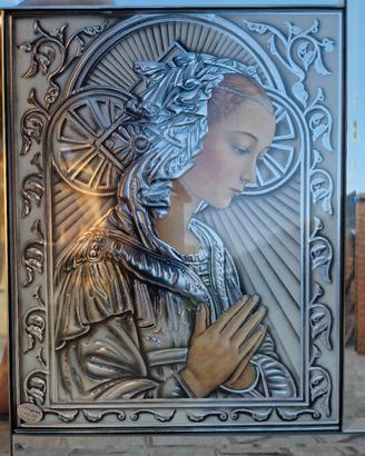 Quadro Maternità Argento 925 Sacra Famiglia 55x45