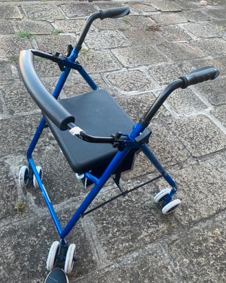 Deambulatore pieghevole 4 ruote con sedile