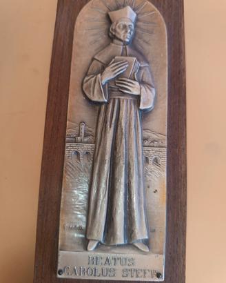 Placca commemorativa in metallo Beato Carlo Steeb