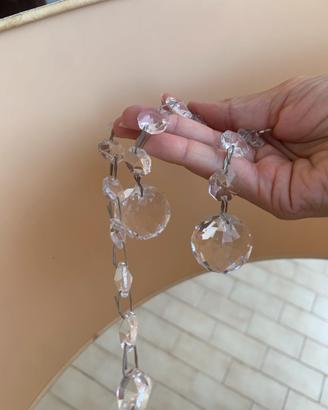 Lampadario a sopsensione con paralumi e cristalli