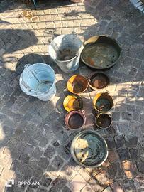 N.8 pezzi di rame più 2 secchielli