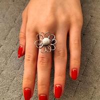 anello fiore in acciaio inox regolabile