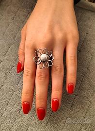 anello fiore in acciaio inox regolabile