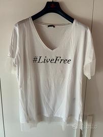 T-shirt fiorella rubino bianca