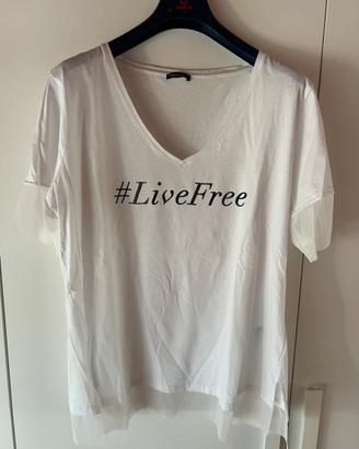 T-shirt fiorella rubino bianca