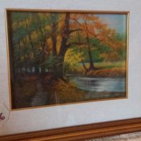 Quadro alberi d'autunno  con fiume