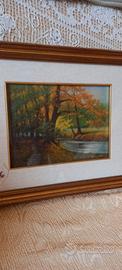 Quadro alberi d'autunno  con fiume