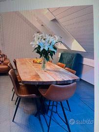 🪑 Massivholz-Esstisch + 6 Stühle + Kinderhochstuh