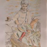 Ragazzo che vende il pescato
