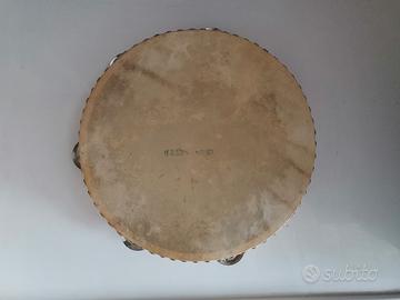 Tamburello vera pelle, legno, 23 cm diam