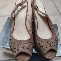 sandali marroni con zeppa in sughero numero 40