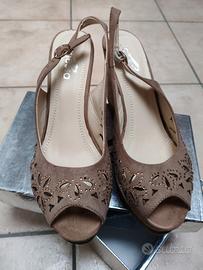 sandali marroni con zeppa in sughero numero 40