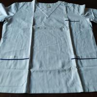 Casacca infermiere cotone collo V profili.Blu tg58