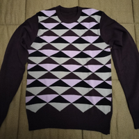 Maglione a scacchi viola, taglia M