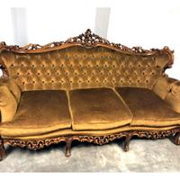 Divano 3 posti + 2 poltrone - velluto - Barocco