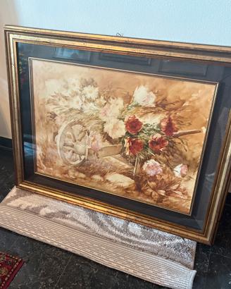 Quadro fiori sfondo nero con cornice