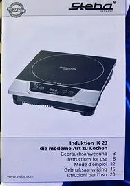 INDUKTION INDUZIONE PIASTRA VETRO TEMPERATO 2000W