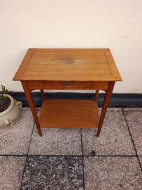 Tavolino consolle vintage in legno con cassetto .