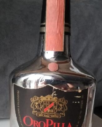 Bottiglia brandy oro Pilla ,anni 60