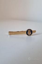 Fermacravatta Dorato Stemma Reale Corona Blu 6cm