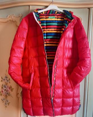 Piumino rosso interno multicolori Benetton