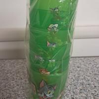 6 bicchieri in plastica verde Tom & Jerry 