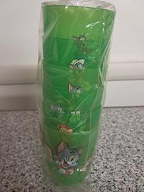 6 bicchieri in plastica verde Tom & Jerry 