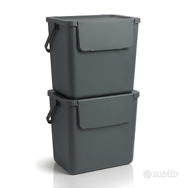Set 2 pattumiere per differenziata 2x30l antracite