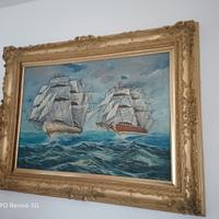Quadro olio su tela con cornice barocco