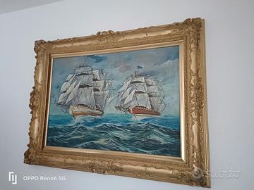 Quadro olio su tela con cornice barocco
