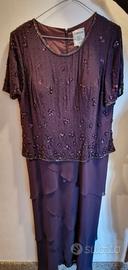 Abito Elegante Viola Cabotine con Ricami e Perline