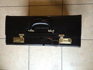 Borsa pilota in cuoio nero