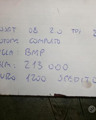 Motore completo passat 08 2.0 tdi 8v e4 bmp