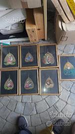 Foglie dipinte e incorniciate