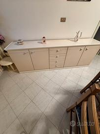 Credenza madia da soggiorno laccata panna 226 cm
