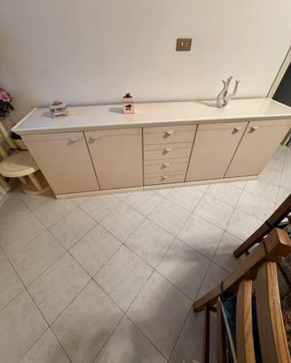 Credenza madia da soggiorno laccata panna 226 cm