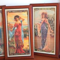 Stampe di 4 dame in stile Liberty