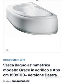 Vasca Asimmetrica Grace 150x100 DX + Scarico Bonom