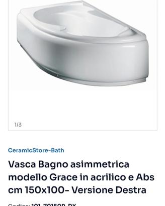 Vasca Asimmetrica Grace 150x100 DX + Scarico Bonom